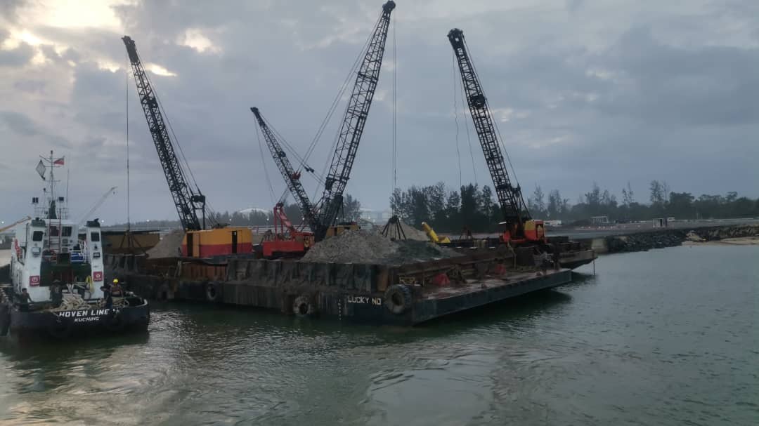 Oil and gas platform docking at the shipyard